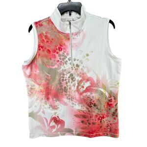 Floral Sleeveless Women's Top - Pink and White